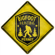 Bigfoot Hunting Permit Novelty Metal Crossing Sign 16.5" (CX)