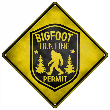 Bigfoot Hunting Permit Novelty Metal Crossing Sign 16.5" (CX)