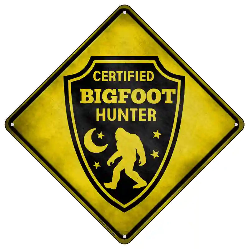 Certified Bigfoot Hunter Novelty Metal Crossing Sign 16.5" (CX)