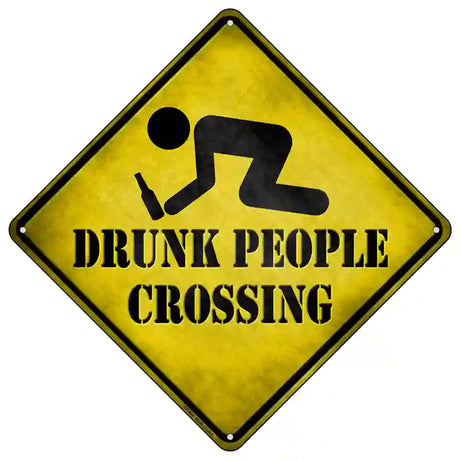 Drunk People Crossing Novelty Metal Crossing Sign 16.5" (CX)