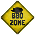 BBQ Zone Pig Novelty Metal Crossing Sign 16.5" (CX)