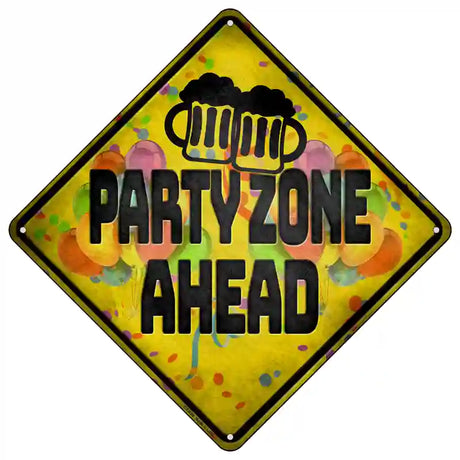 Party Zone Ahead Novelty Metal Crossing Sign 16.5" (CX)