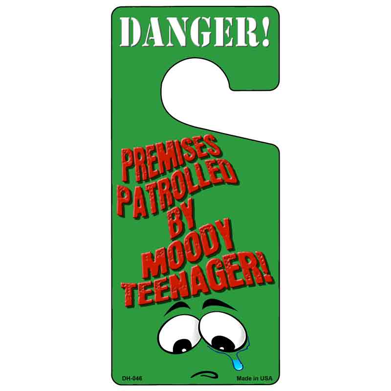 Moody Teenager Green Novelty Metal Door Hanger DH-046