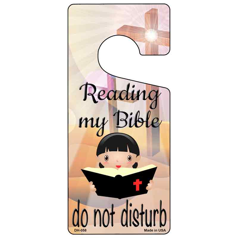 Reading My Bible Novelty Metal Door Hanger DH-058