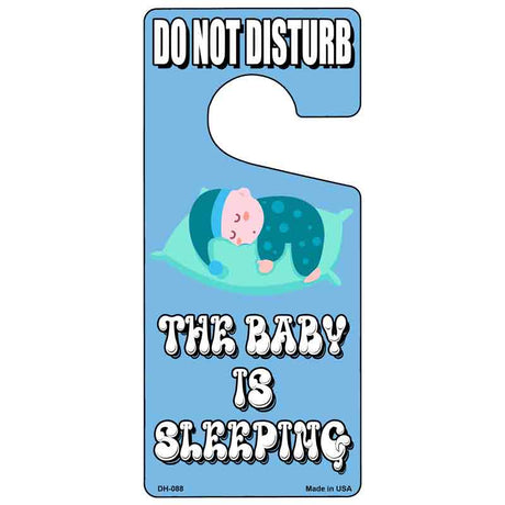 The Baby Is Sleeping Blue Novelty Metal Door Hanger DH-088