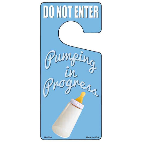 Pumping In Progress Blue Novelty Metal Door Hanger DH-096