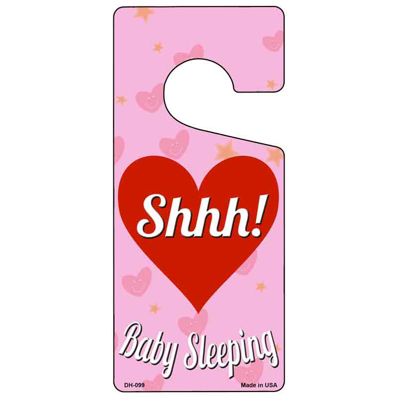 Shhh Baby Sleeping Pink Novelty Metal Door Hanger DH-099