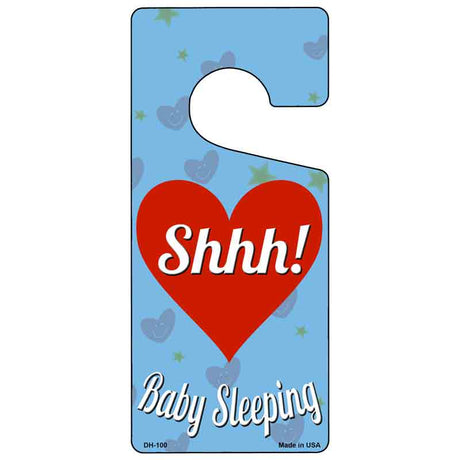 Shhh Baby Sleeping Blue Novelty Metal Door Hanger DH-100