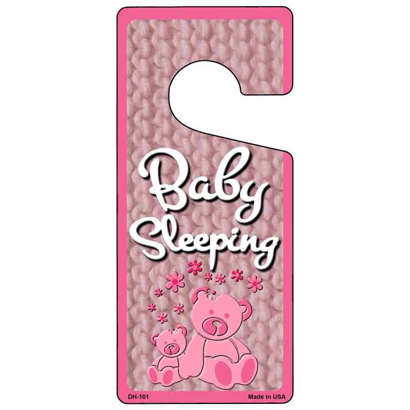 Baby Sleeping Pink Novelty Metal Door Hanger DH-101