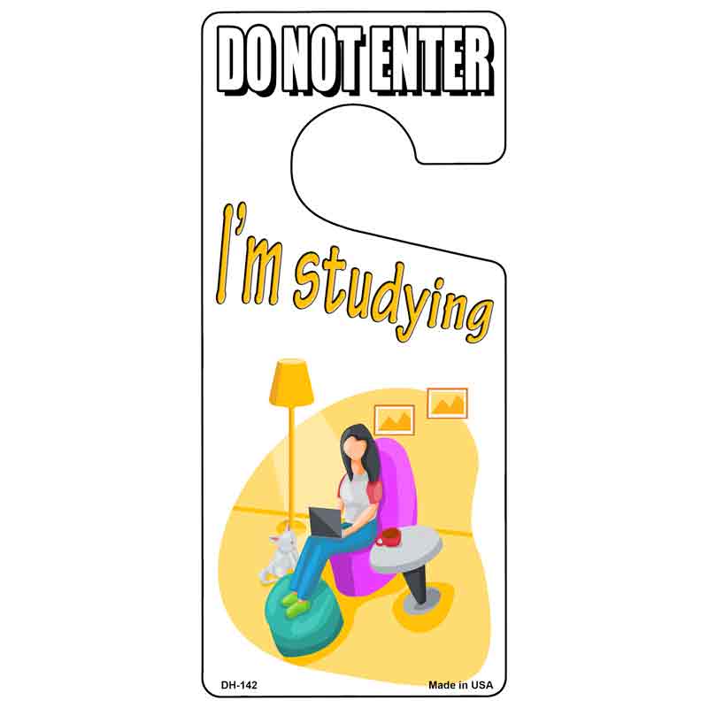 Im Studying Yellow Novelty Metal Door Hanger DH-142