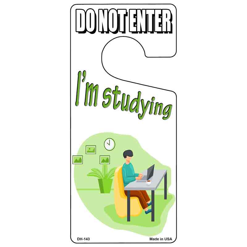 Im Studying Green Novelty Metal Door Hanger DH-143