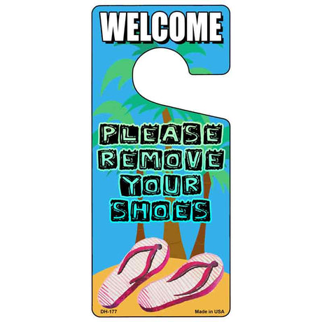 Please Remove Your Shoes Novelty Metal Door Hanger DH-177