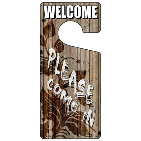 Please Come In Brown Novelty Metal Door Hanger DH-188