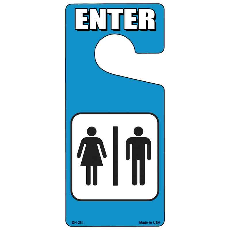 Neutral Bathroom Enter Novelty Metal Door Hanger DH-261