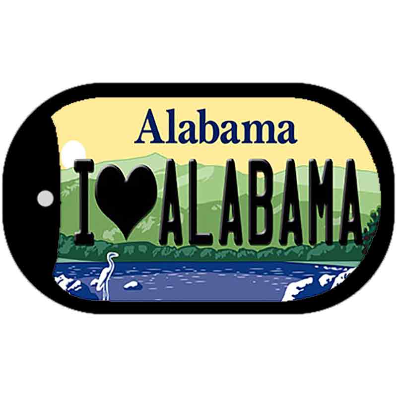 I Love Alabama Novelty Metal Dog Tag Necklace DT-10013