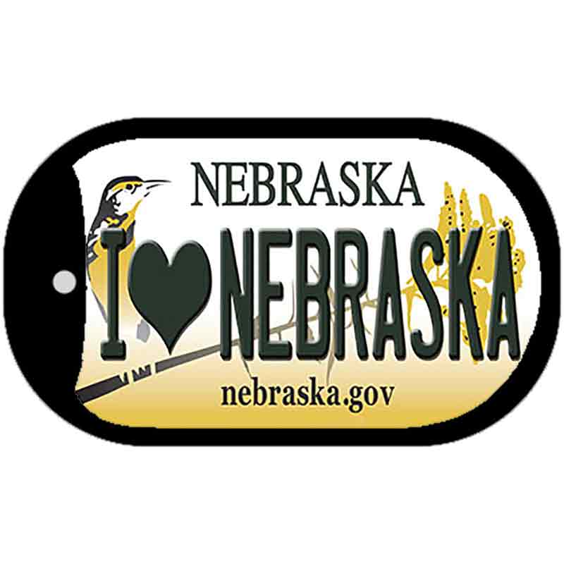 I Love Nebraska Novelty Metal Dog Tag Necklace DT-10567