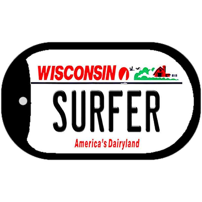 Surfer Wisconsin Novelty Metal Dog Tag Necklace DT-10628