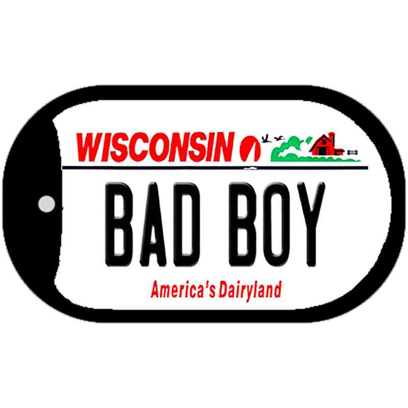 Bad Boy Wisconsin Novelty Metal Dog Tag Necklace DT-10652