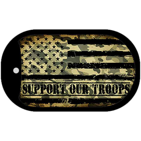 Camo American Flag Support Troops Novelty Metal Dog Tag Necklace DT-10743