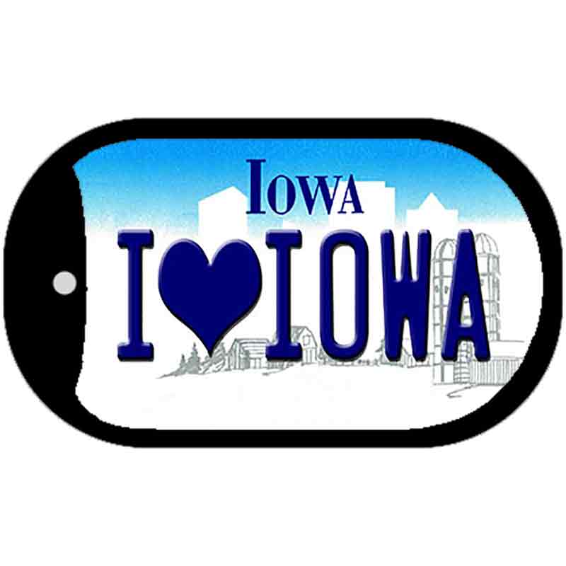 I Love Iowa Novelty Metal Dog Tag Necklace DT-10935