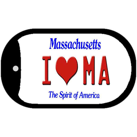 I Love MA Massachusetts Novelty Metal Dog Tag Necklace DT-10979