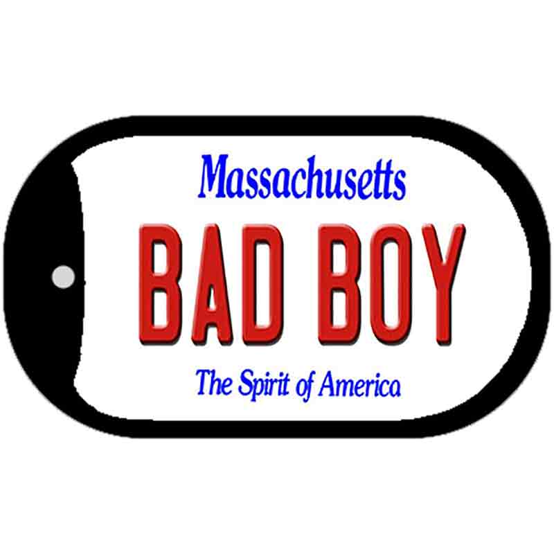 Bad Boy Massachusetts Novelty Metal Dog Tag Necklace DT-11015