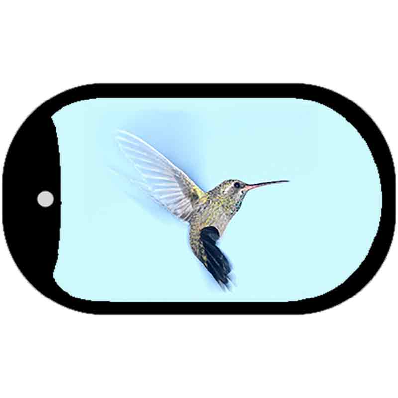 Hummingbird - In Flight Blue Novelty Metal Dog Tag Necklace DT-11245