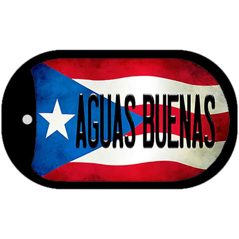 Aguas Buenas Puerto Rico State Flag Novelty Metal Dog Tag Necklace DT-11318