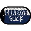 Cowboys Suck Novelty Metal Dog Tag Necklace DT-1132