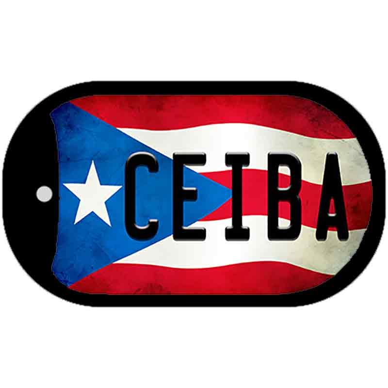 Ceiba Puerto Rico State Flag Novelty Metal Dog Tag Necklace DT-11333