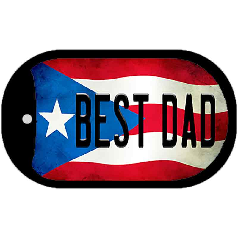 Best Dad Puerto Rico State Flag Novelty Metal Dog Tag Necklace DT-11404