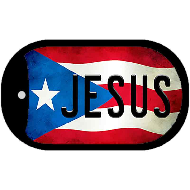 Jesus Puerto Rico State Flag Novelty Metal Dog Tag Necklace DT-11410