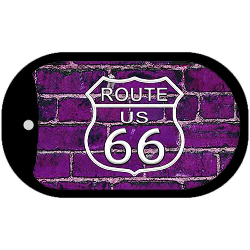 Route 66 Purple Brick Wall Novelty Metal Dog Tag Necklace DT-11460