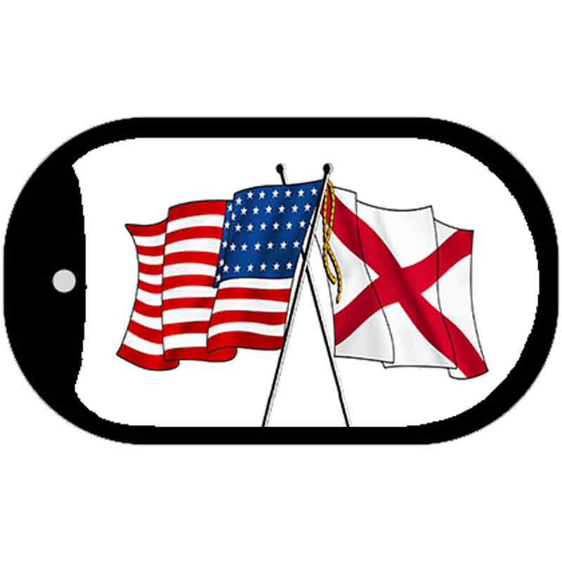 Alabama / USA Crossed Flags Novelty Metal Dog Tag Necklace DT-11462