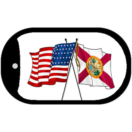 Florida / USA Crossed Flags Novelty Metal Dog Tag Necklace DT-11469