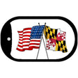 Maryland / USA Crossed Flags Novelty Metal Dog Tag Necklace DT-11480