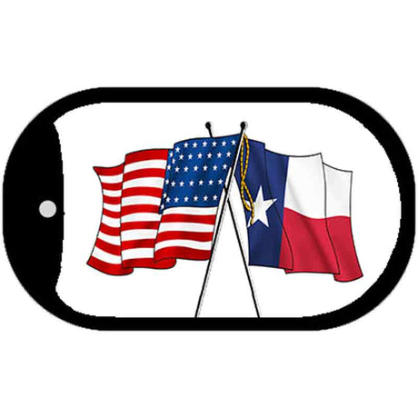 Texas / USA Crossed Flags Novelty Metal Dog Tag Necklace DT-11503