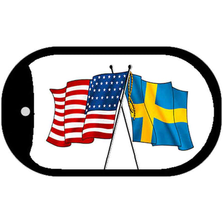 Sweden / USA Flag Novelty Metal Dog Tag Necklace DT-11514