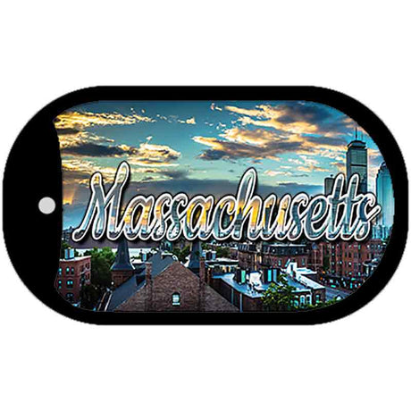 Massachusetts Sunset Skyline Novelty Metal Dog Tag Necklace DT-11606