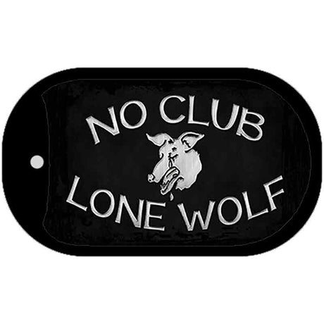 No Club Lone Wolf Novelty Metal Dog Tag Necklace DT-11679