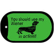 Wiener In Action Novelty Metal Dog Tag Necklace DT-11685