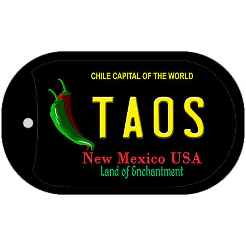 Taos New Mexico Black State Novelty Metal Dog Tag Necklace DT-11752