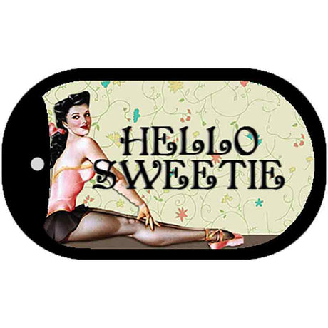 Hello Sweetie Vintage Pinup Novelty Metal Dog Tag Necklace DT-11780