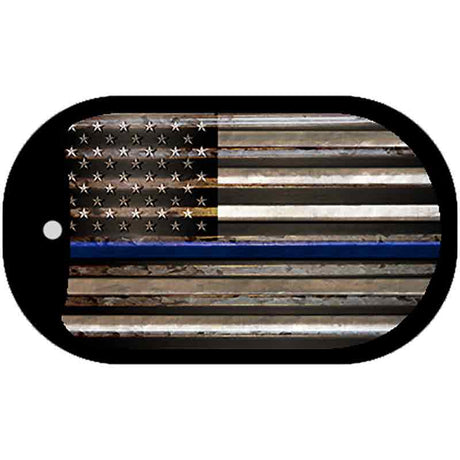 Police Thin Blue Line Corrugated Novelty Metal Dog Tag Necklace DT-11811