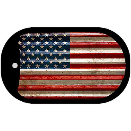 American Flag Corrugated Novelty Metal Dog Tag Necklace DT-11812