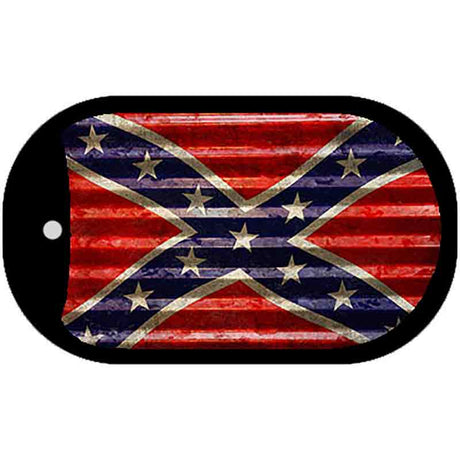 Confederate Flag Corrugated Novelty Metal Dog Tag Necklace DT-11813