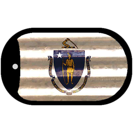 Massachusetts Corrugated Flag Novelty Dog Tag Necklace DT-11962