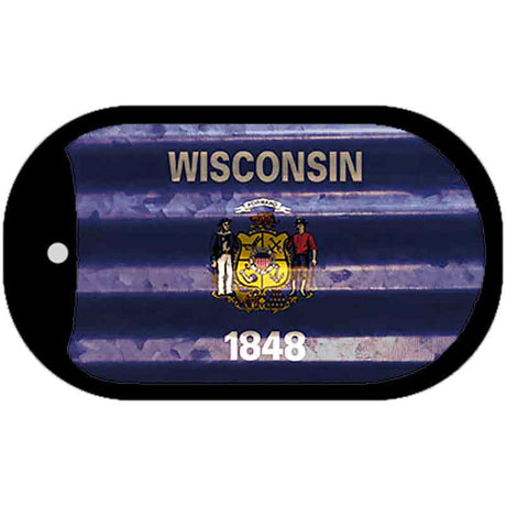 Wisconsin Corrugated Flag Novelty Dog Tag Necklace DT-11990