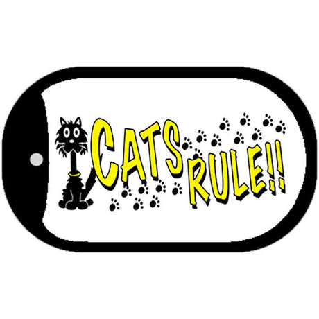 Cats Rule Novelty Metal Dog Tag Necklace DT-1199