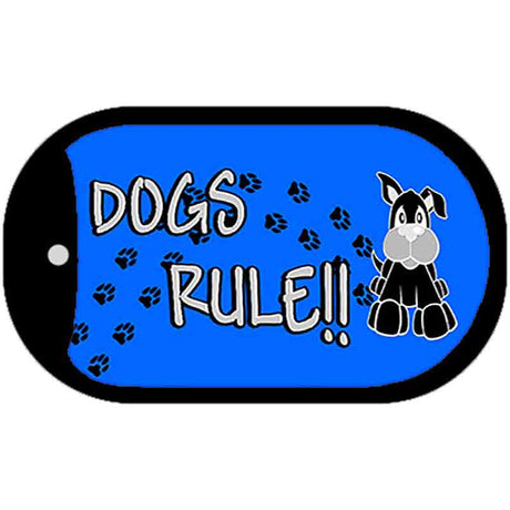 Dogs Rule Novelty Metal Dog Tag Necklace DT-1204